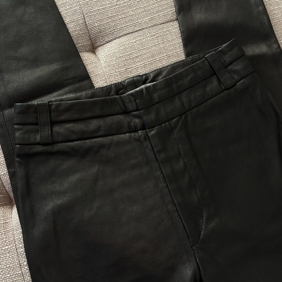 IRO Leather Delta Straight Leg Black Lamb Leather Tab Close Front Size 34 (2) - Picture 2 of 10